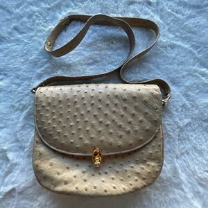 fiorenza genuine ostrich skin bag Tan Crossbody Bag